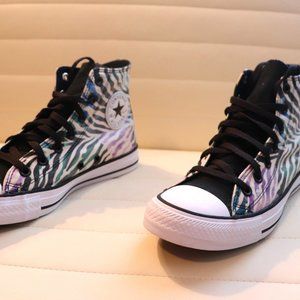 Converse Chuck Taylor Zebra Floral High Top women's shoes. Size 8